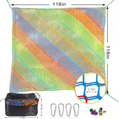 Rainbow Polyester Kids Climbing Cargo Net 9.8 X 9.8 Ft. Double Layer 1-Pack Outd