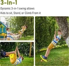 220lbs Capacity Yellow Tree Swing Disc – Fun for Kids 3-10, Easy Install
