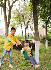 Heavy Duty Flexible Green Belt Swing with Coated Metal Chain