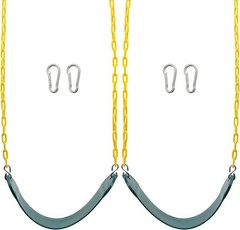 Sunnyglade 2PCS Swings Seats Heavy Duty with 66″ Chain, Playground Green