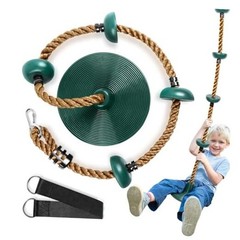 Climbing Rope Tree Swing with Platforms and Swing Seat Outdoor Green-brown Rope