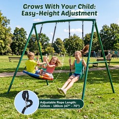 440lb Metal Swing Set Kids Adult Backyard Playset with 2 Swings Heavy Duty Frame