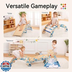 wingyz 8-in-1 Pikler Triangle Set-Wooden Baby Climbing Toys with Cushion,Arch