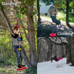 for Kids – Heavy Duty Climbing Rope with Disc Swing Seat for Boys Tree Swing