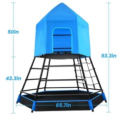 Climbing Toys Jungle Gym with Platform and Tent, Weather-Resistant Canopy 200lbs