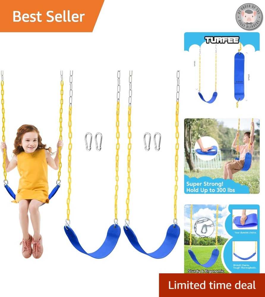 2 Pack Kids Swing Set Replacement with Comfortable Blue Seats & 300 lbs Capacity