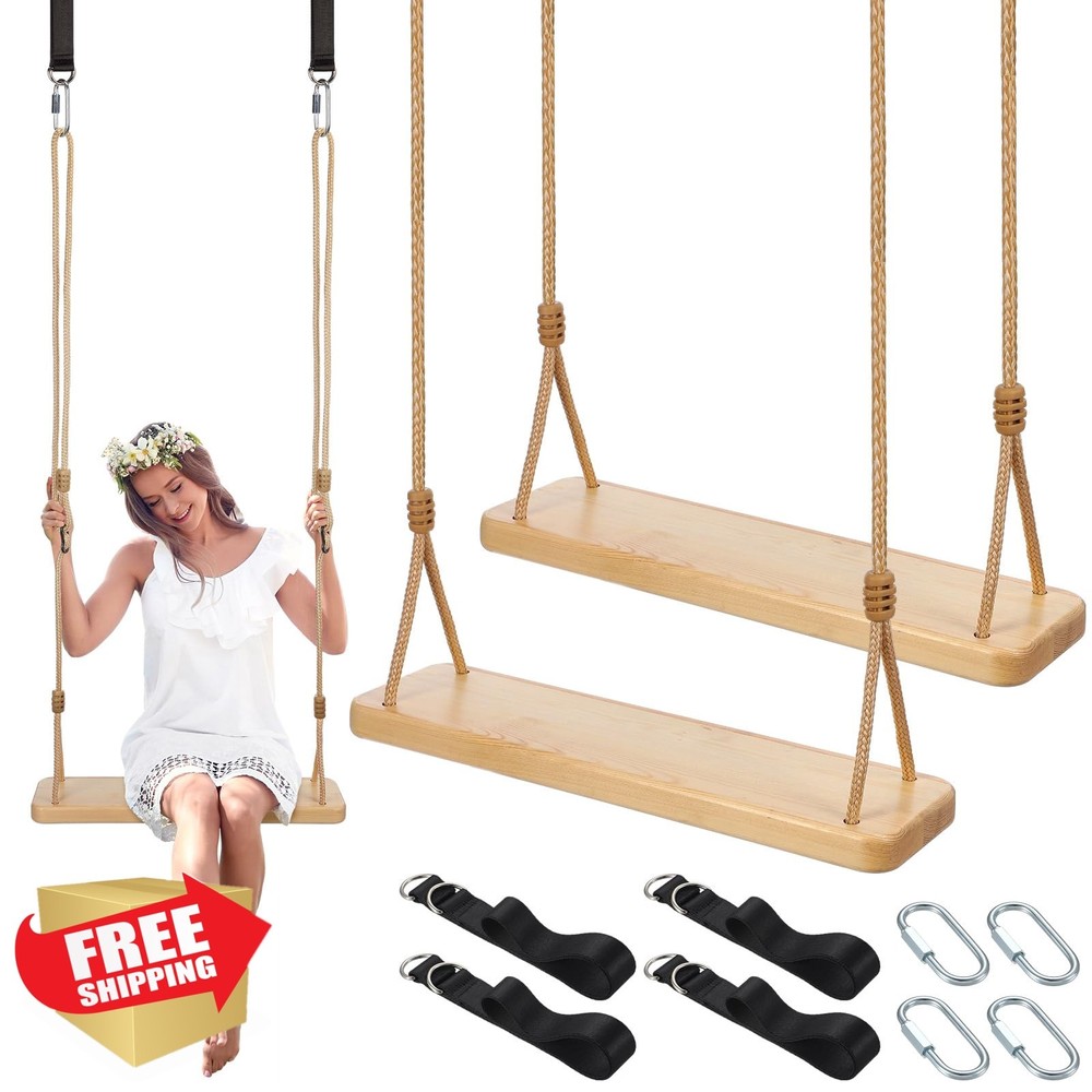 Hollowfly Vivid Style Wood Tree Swing Adjustable Rope