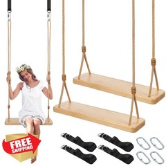 Hollowfly Vivid Style Wood Tree Swing Adjustable Rope