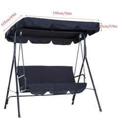 Swing Canopy Top, 3 Seat Outdoor Patio Swing Canopy Cover for Porch Patio Gar…