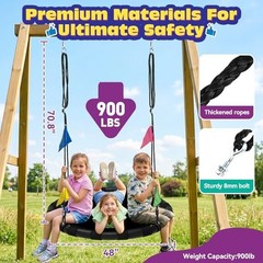 Saucer Swing for Kids & Adults, 900lbs Weight Capacity Heavy Duty Tree 48 Inch