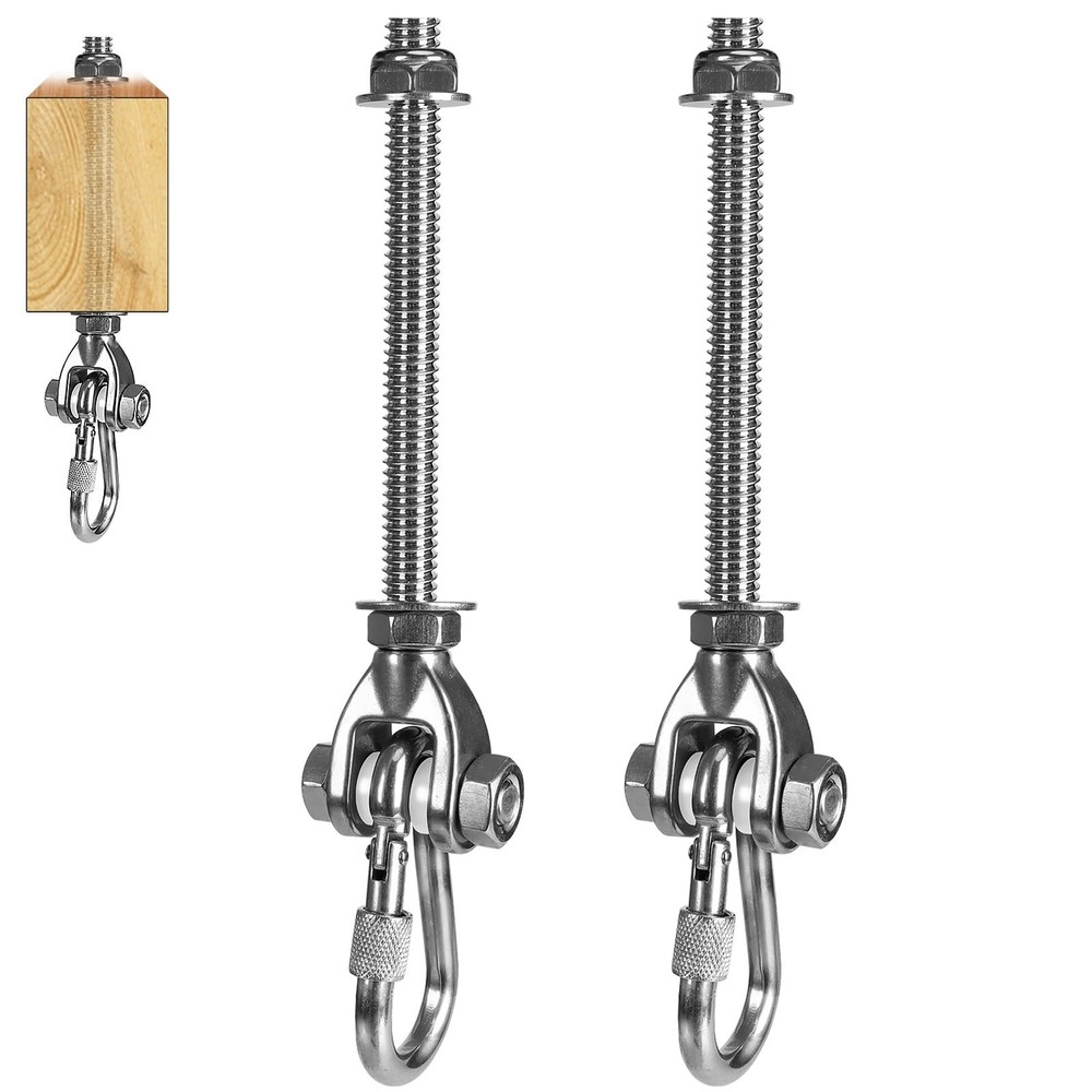 2 Heavy Duty Swing Hangers 180° Stainless Steel Swing Hooks 800LBS Capacity