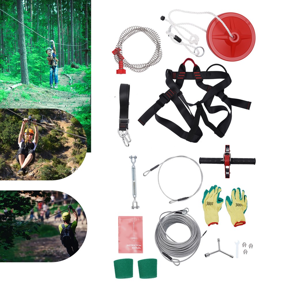 Zip Line Kit Choose Length 48M 160FT heavy duty 5mm Adults Zip Wire up to 330lbs