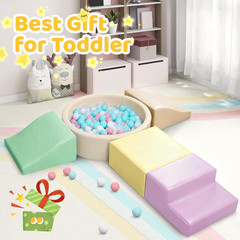 Foam Climbing Blocks for Toddler: with 4-Piece PU Leather Climbing Toys and a Ba