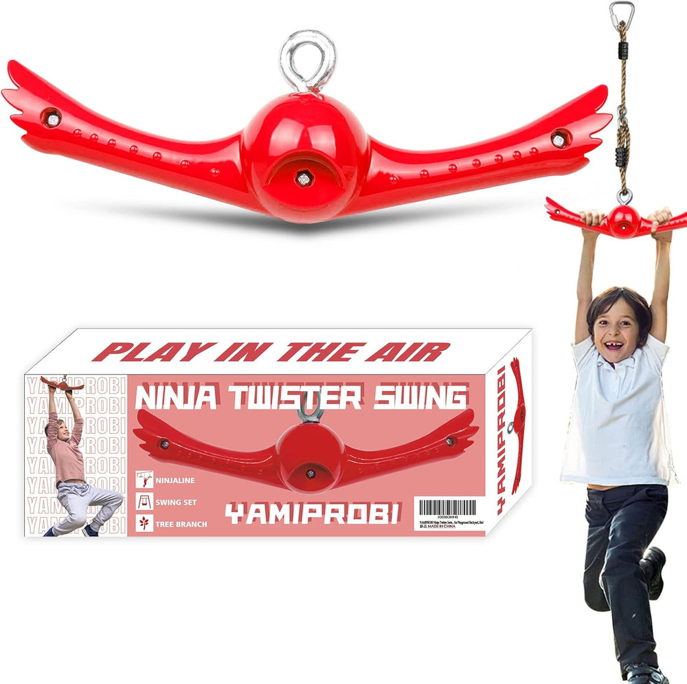 Ninja-Twister Swing Spins Set: Slackline Attachments – 360° Handle Twist-Spin Fl