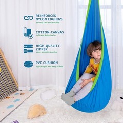 Kids Pod Swing Seat, Cotton Child Hammock Swing Chair, Sensory Swing for Indo…