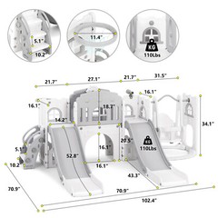 10in1 Toddler Double Slides & Swing Playset Playground Kids Indoor/Outdoor Toys