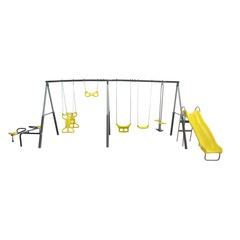 XDP Recreation Rising Sun Playground Outdoor Swing Set, Glider, SeeSaw, & Slide