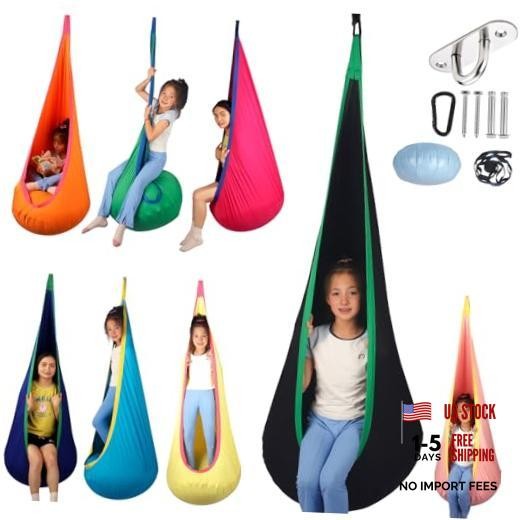 HiCamer Sensory Swing for Kids Indoor and Outdoor Pod Hammock Chair Seat Black