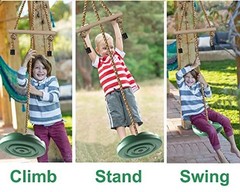Disc Swing for Kids, Swing Set Accessories, 7FT Height Adjustable Gym Green