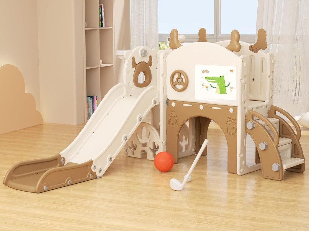 12 in 1 Toddler Slide, Kids Indoor Slide for Toddlers 1-3, New Upgrade with Golf