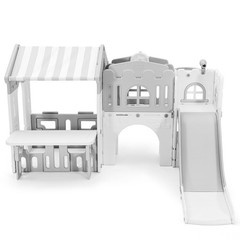 9IN1 Toddler Slide Playset with Playhouse Climb Playground Indoor Outdoor Toys