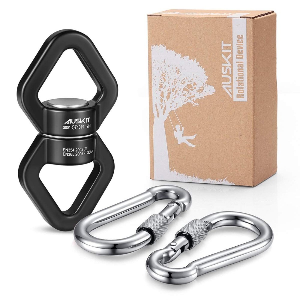 , Black Swing Swivel, 30 KN Safest Rotational Device Hanging Accessory