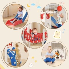 10 in1 Toddler Slide Indoor Outdoor Playground w/ Slide, Climber,Basketball Hoop