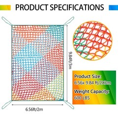 Climbing Cargo Net 6.5 x 9.8 ft Large Kids Backyard Climbing Net Double Layer…