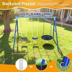 Heavy Duty Swing Set for Kids Ages 3-8 – 600 lbs Capacity Outdoor Metal A