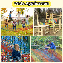 Climbing Net 14.7′ X 9.8′, Double Layers Playground Safety Net for Kids, Multico