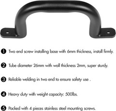 10″ Black Playground Safety Handles 2 Pack, Metal Swing Set Matte