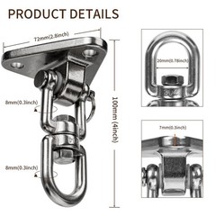 Stainless Steel Swing Hanger Heavy Duty 180°+360° Swivel Swing Hook Swing Har…
