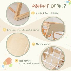 9in1 Slide and Climbing Wall for Toddlers 3+ Wooden Indoor Play 176 lbs Capacity