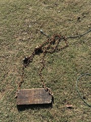 Vintage Playground Swing Cast Iron Hardware Wood Seat & Chains From Country Club