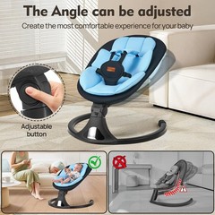 Baby Swing for Infants Bluetooth Electric 5 Speeds 12 Melodies Blue 0-9M