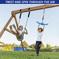 Ninja-Twister Swing Spins Set: Slackline Attachments – 360° Handle Twist-Spin Fl