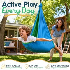 Sensory Swing for Kids Indoor Outdoor – Calming Cocoon Therapy Green/Blue