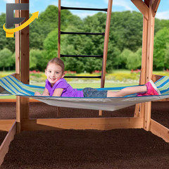 Caribbean Outdoor Playground Set W/ Wave Slide Rockwall Swing Set and Porch