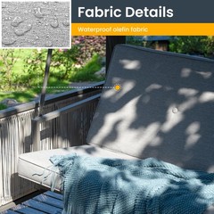 3-Seat Porch Swing with Stand 2in1 Convertible Bed Wicker Canopy Gray Outdoor