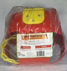 Deluxe High Back Full Bucket Swing w/Chain & Triangle Dip Pinch Protection-Red