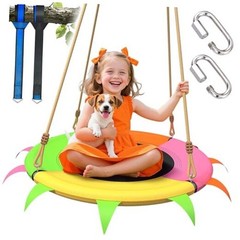 Saucer Swing for Kids Outdoor – 400lb Heavy-Duty Tree Swing with Adjustable