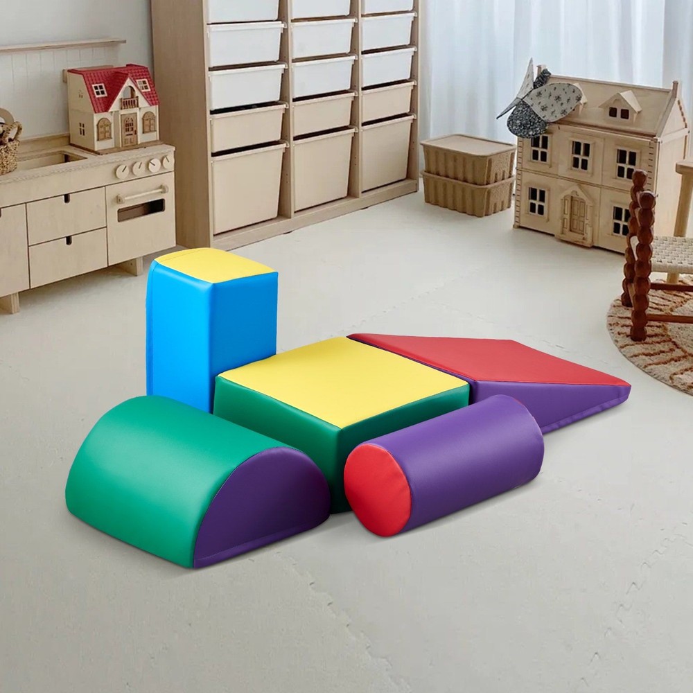 5-Piece Foam Climbing Blocks Set for Kids, Soft Toddler Play Mats