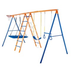 Uimoso Swing Sets for Backyard 6 in 1 Swing Set 440lbs Capacity Metal Swingset