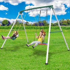 700lbs Large Metal Swing Set with 3 Swings Heavy Duty Frame Outdoor Kids Playset
