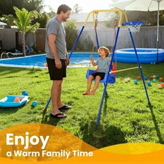 Toddler Swing with Stand Heavy-Duty Indoor/Outdoor Swing Set with Safety Belt