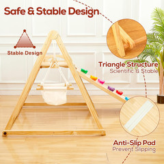 4-In-1 Wooden Toddler Swing and Slide Set, Foldable Montessori Jungle Gym for To