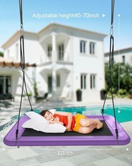 EVERYFUN TREE SWING KIDS ADULTS, 60″ WATERPROOF RECTANGLE PLATFORM – PURPLE