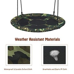 Tree Swing, 40 Inch Round Flying Saucer Swing for Kids Backyard Camo Green