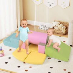 10 Pieces Foam Climbing Blocks Set w/PU Leather Surface for Climbing & Sliding
