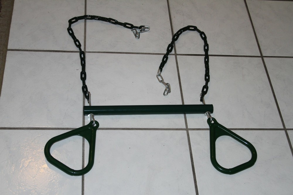 Gorilla Play Sets 17″ Trapeze Bar with Ring ,green rubber chain coating
